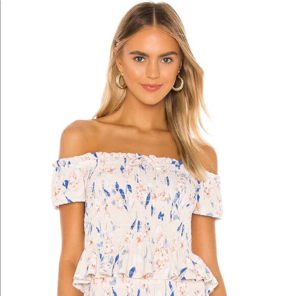 BCBGeneration Cream Floral off the shoulders top Size Medium - Picture 6 of 11